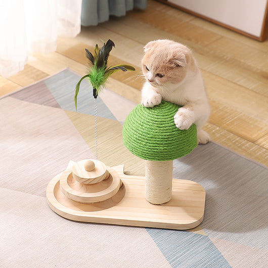 Juguete para Gatos con Pelota de Sisal y Plataforma Giratoria de Madera - Image 4