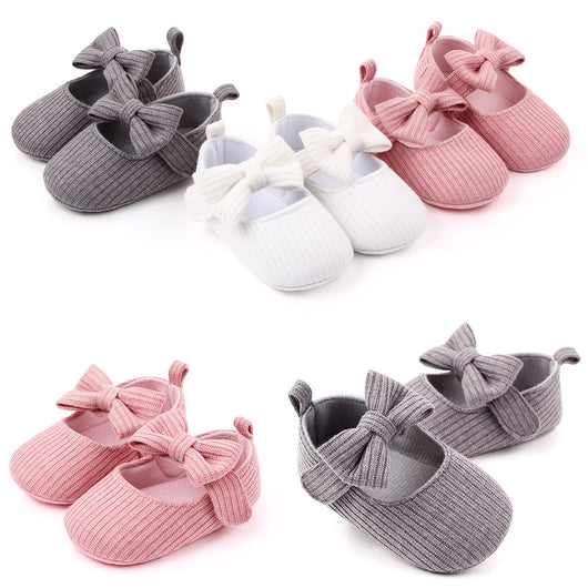 Zapatos de Lana Tejida con Moño para Bebé - Mocasines Princesa
