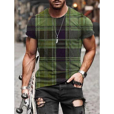Camiseta Hombre Manga Corta Cuadros Contraste Costura Decorativa - Image 10