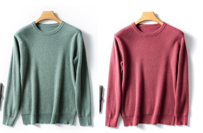 Suéter de Cachemira para Hombre Cuello Redondo Grueso Holgado Versión Coreana - Image 11