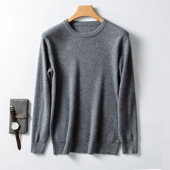 Suéter de Cachemira para Hombre Cuello Redondo Grueso Holgado Versión Coreana