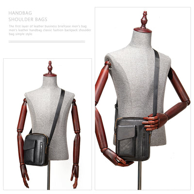 Bolsa Mensajera de Cuero para Hombre - Estilo Retro Casual con Bandolera - Image 4