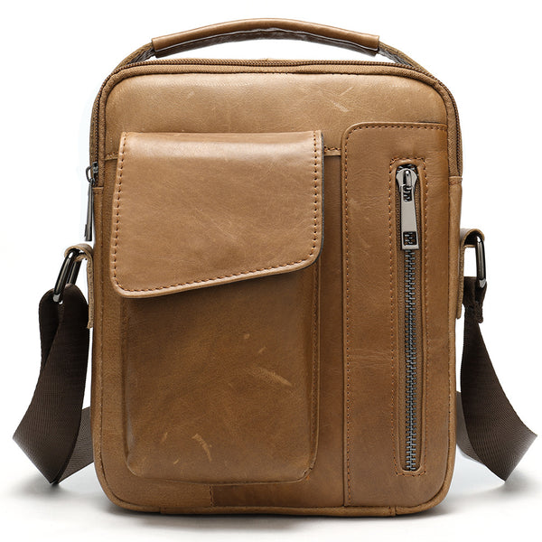 Bolsa Mensajera de Cuero para Hombre - Estilo Retro Casual con Bandolera