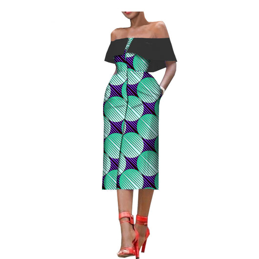 Vestido Largo Asimétrico con Estampado y Hombro Descubierto - Image 10