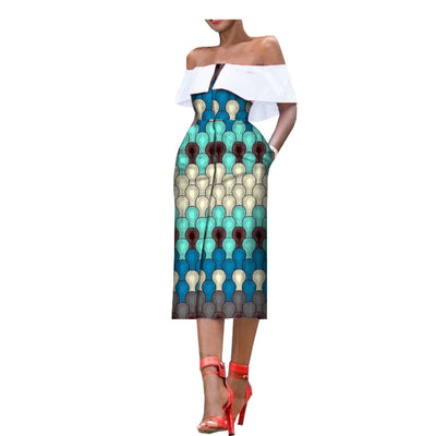 Vestido Largo Asimétrico con Estampado y Hombro Descubierto - Image 7