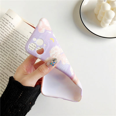Funda de Silicona para iPhone - Diseño Cielo Estrellado y Nubes con Colores Pastel - Image 10