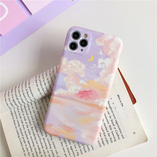 Funda de Silicona para iPhone - Diseño Cielo Estrellado y Nubes con Colores Pastel - Image 8