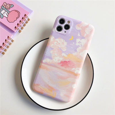 Funda de Silicona para iPhone - Diseño Cielo Estrellado y Nubes con Colores Pastel - Image 2