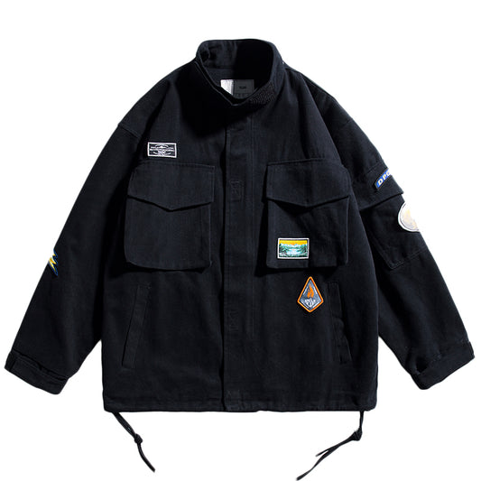 Chaqueta Cargo Retro Japonesa Wukong - Estilo Urbano Oversized con Múltiples Bolsillos - Image 2