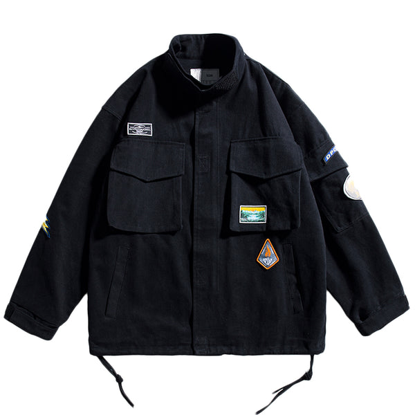 Chaqueta Cargo Retro Japonesa Wukong - Estilo Urbano Oversized con Múltiples Bolsillos