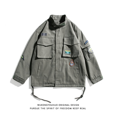 Chaqueta Cargo Retro Japonesa Wukong - Estilo Urbano Oversized con Múltiples Bolsillos - Image 4