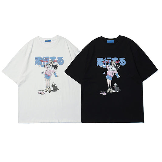 Playera Holgada Estampado Cartoon Unisex - Estilo Urbano Tendencia