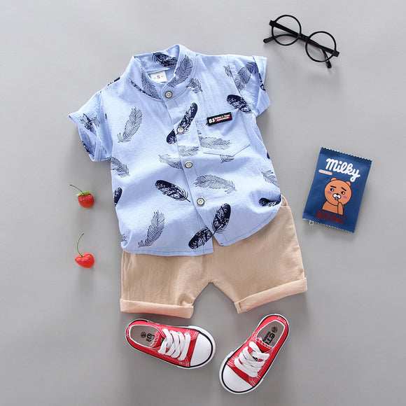 Conjunto Infantil Estilo Occidental Manga Corta para Verano