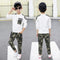 Conjunto de Dos Piezas Camuflado de Manga Corta para Niños Mayores