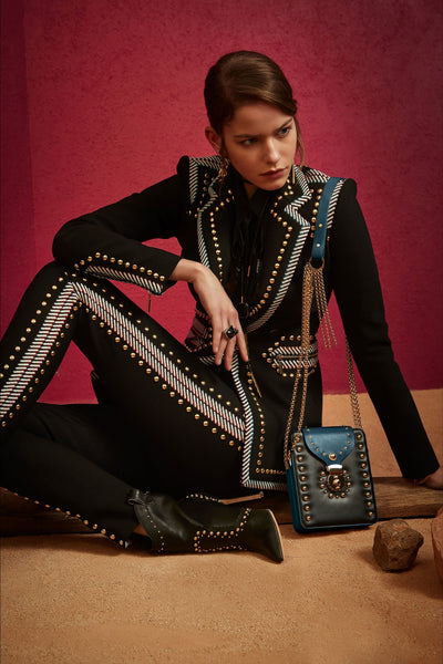 Conjunto de Dos Piezas en Terciopelo Dorado con Cremallera y Pantalón Acampanado - Image 7
