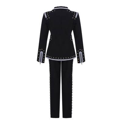 Conjunto de Dos Piezas en Terciopelo Dorado con Cremallera y Pantalón Acampanado - Image 11