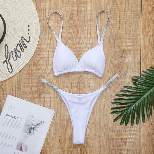 Bikini Triangular Diamantado Estilo Europeo Americano - Traje de Baño Dividido Elegante para Mujer - Image 2