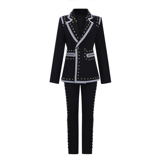 Conjunto de Dos Piezas en Terciopelo Dorado con Cremallera y Pantalón Acampanado - Image 4