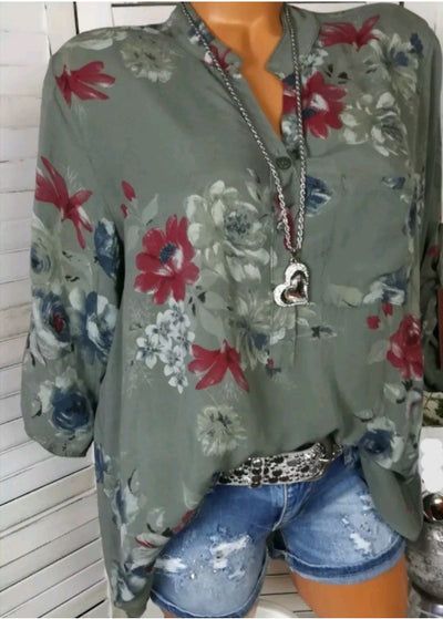 Camisa Estampada V-neck de Manga Larga - Image 10