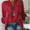 Camisa Estampada V-neck de Manga Larga