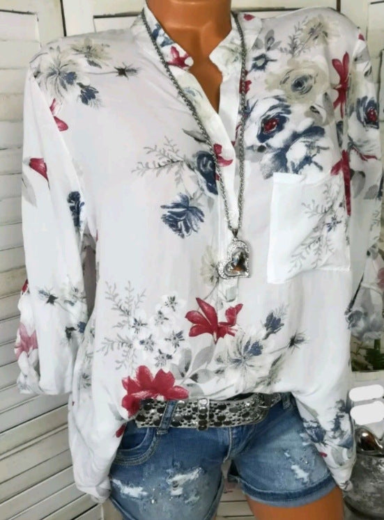 Camisa Estampada V-neck de Manga Larga - Image 4