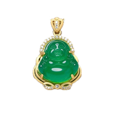 Dije Buda Maitreya con Ágata Verde de Brasil y Plata S925 - Image 3