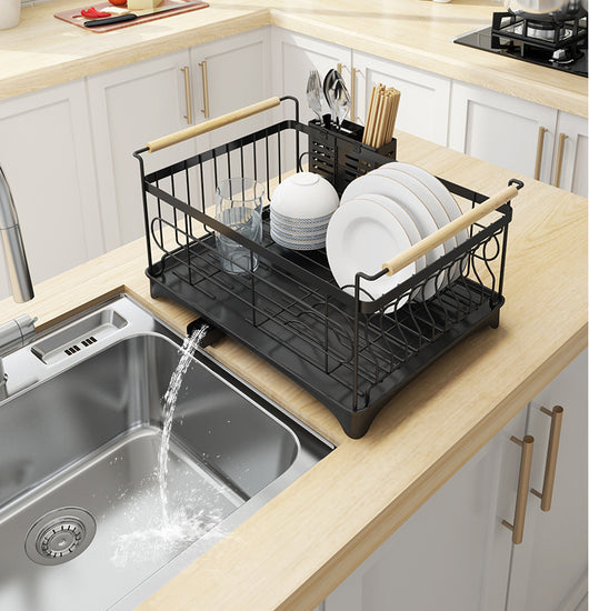 Escurridor de Platos en Acero Inoxidable con Organizador de Cocina