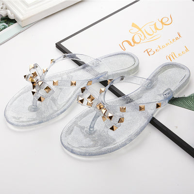 Sandalias de Cristal Jelly con Moño y Remaches - Calzado Transparente Moderno - Image 5