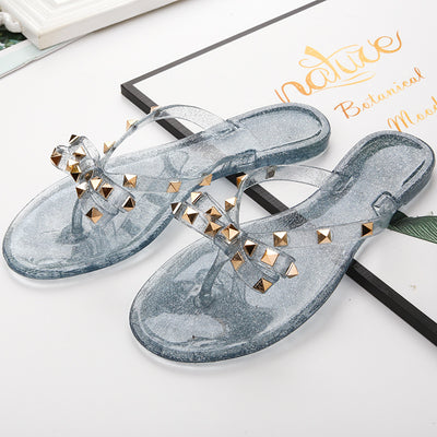 Sandalias de Cristal Jelly con Moño y Remaches - Calzado Transparente Moderno - Image 3