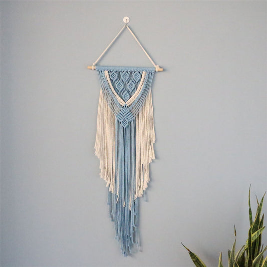 Tapiz de Pared Tejido a Mano con Cuerda de Algodón y Borlas Decorativas