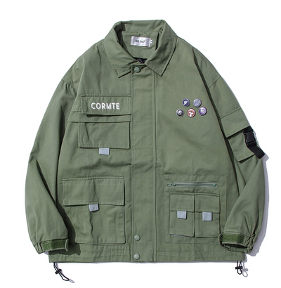 Chaqueta de Trabajo Retro Multi-bolsillos para Hombre - Estilo Urbano Holgado - Image 10