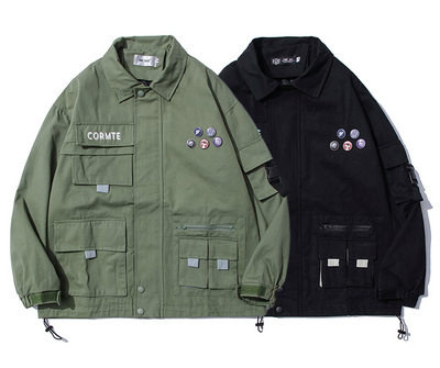 Chaqueta de Trabajo Retro Multi-bolsillos para Hombre - Estilo Urbano Holgado