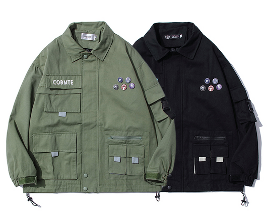 Chaqueta de Trabajo Retro Multi-bolsillos para Hombre - Estilo Urbano Holgado