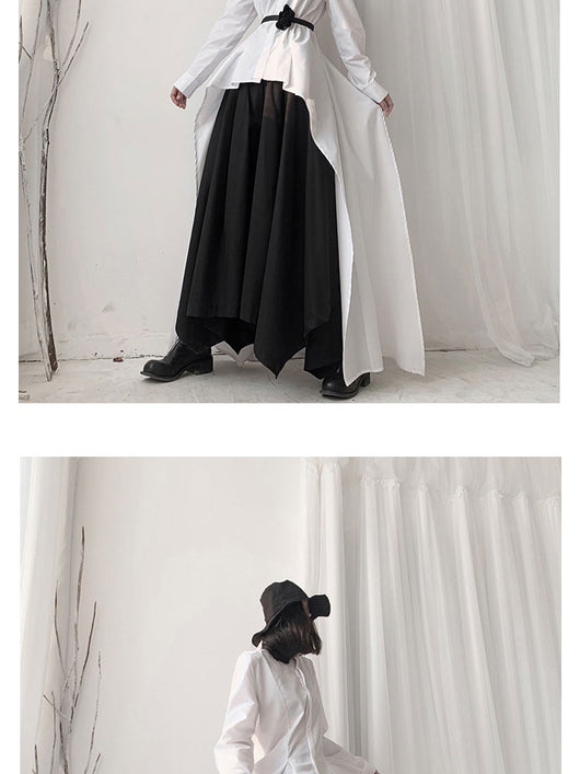Blusa Blanca con Volantes Irregulares y Cuello Solapa - Manga Larga Suelta - Image 7