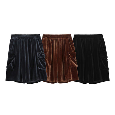 Shorts Retro Urbanos de Terciopelo con Bolsillos Amplios - Corte Holgado
