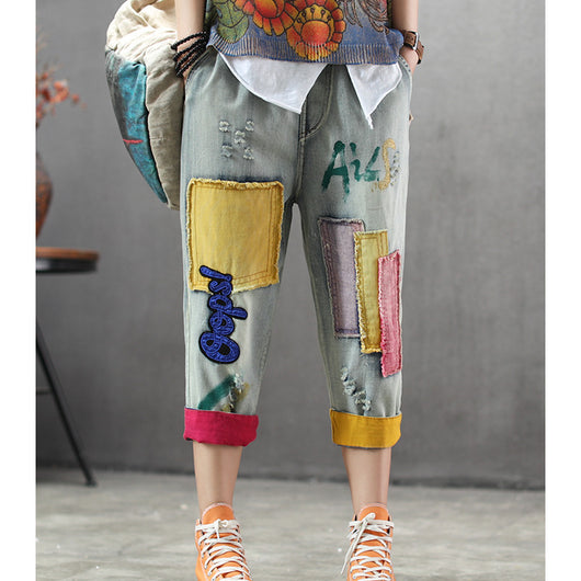 Pantalones Cortos de Mezclilla Ligera Azul Claro con Parches - Image 8