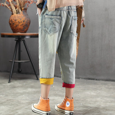 Pantalones Cortos de Mezclilla Ligera Azul Claro con Parches - Image 2