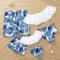 Traje de Baño Familiar a Juego - Bikini Estampado Loto Blanco