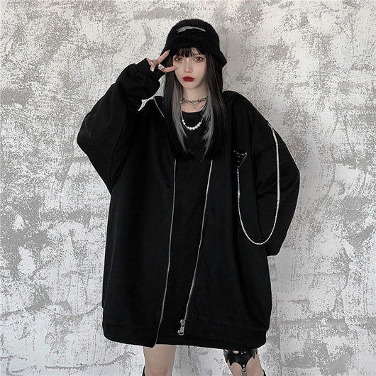 Sudadera con Capucha Orejas de Conejo Mujer Primavera Otoño Negra - Image 7