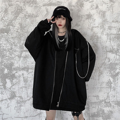 Sudadera con Capucha Orejas de Conejo Mujer Primavera Otoño Negra - Image 4