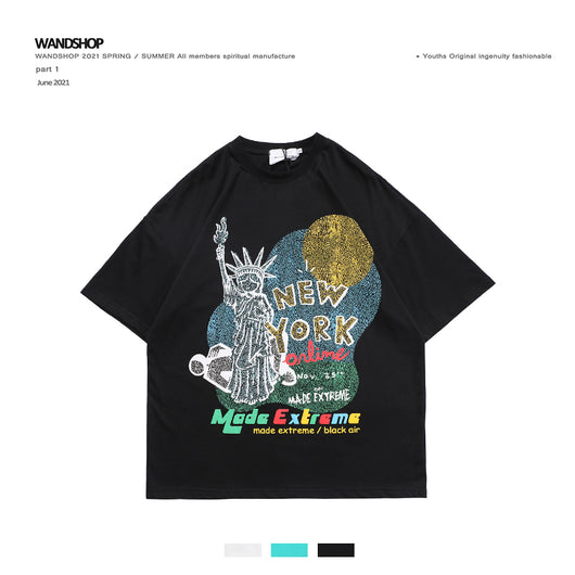 Camiseta Oversize Hip-Hop Estilo Retro Americano con Estampado Graffiti Unisex - Image 9