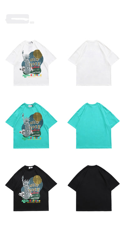 Camiseta Oversize Hip-Hop Estilo Retro Americano con Estampado Graffiti Unisex - Image 10