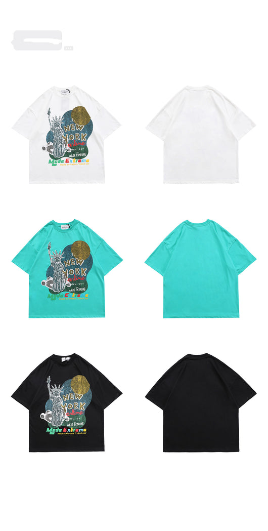 Camiseta Oversize Hip-Hop Estilo Retro Americano con Estampado Graffiti Unisex - Image 10