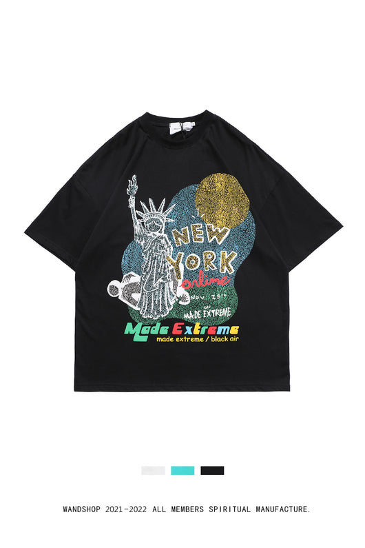 Camiseta Oversize Hip-Hop Estilo Retro Americano con Estampado Graffiti Unisex - Image 7