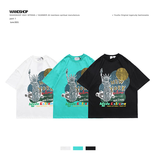 Camiseta Oversize Hip-Hop Estilo Retro Americano con Estampado Graffiti Unisex - Image 16