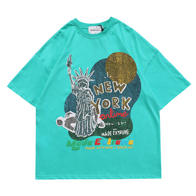 Camiseta Oversize Hip-Hop Estilo Retro Americano con Estampado Graffiti Unisex - Image 3