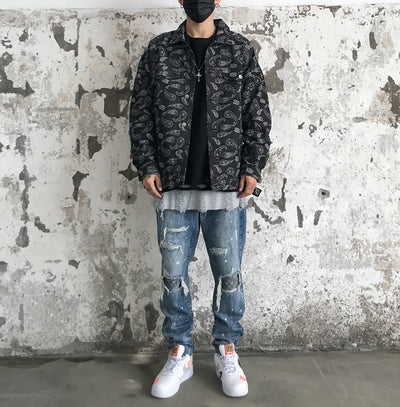 Chaqueta Denim Estampado Paisley para Hombre - Image 9