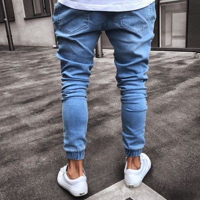 Jeans Skinny Ajustado Azul Claro Explosivo para Hombre - Image 9