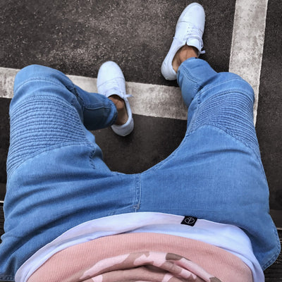 Jeans Skinny Ajustado Azul Claro Explosivo para Hombre - Image 10