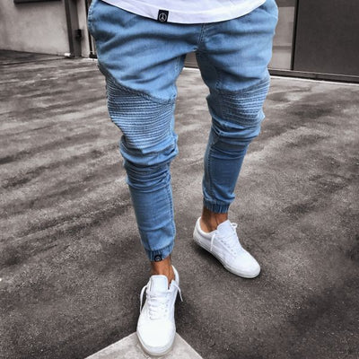 Jeans Skinny Ajustado Azul Claro Explosivo para Hombre